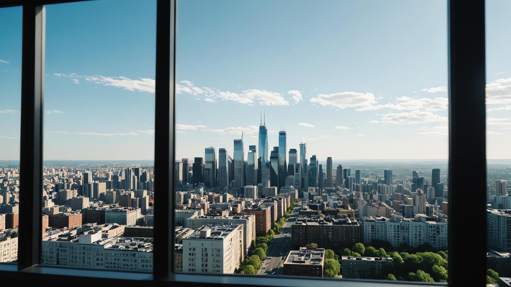 a view of the city from a window in a skyscraper photo