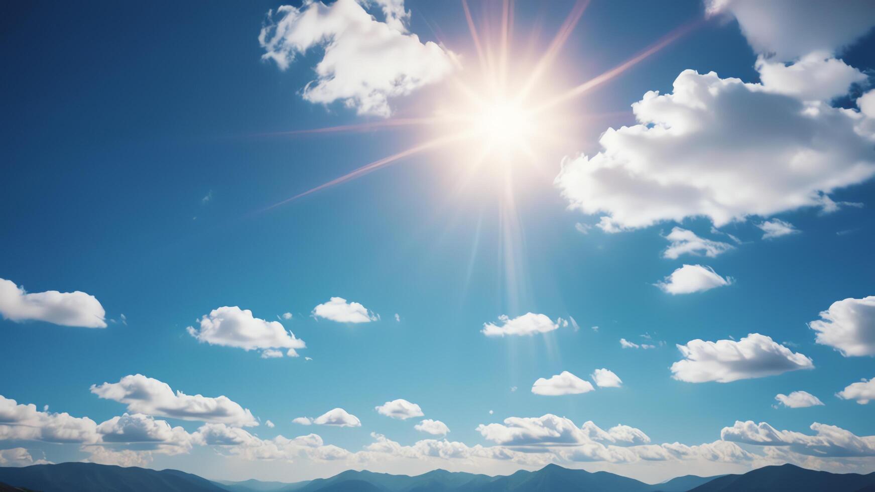 a view of the sky with clouds and sun photo