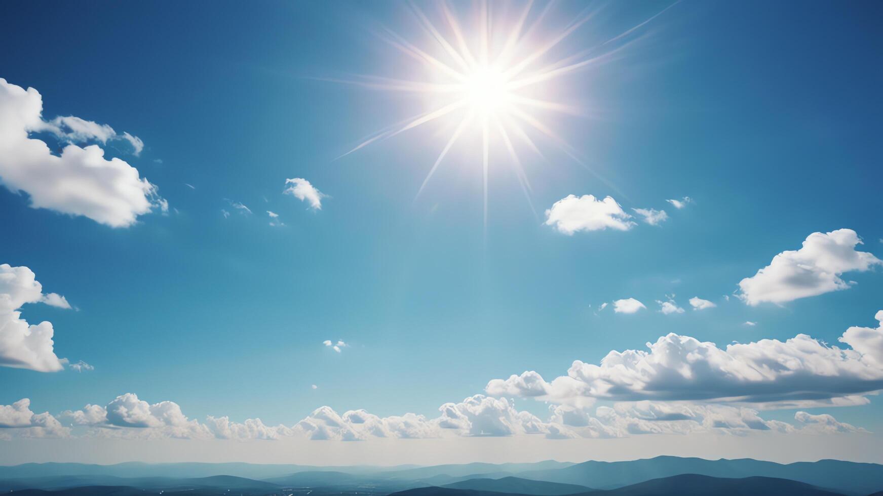 a view of the sky with clouds and sun photo