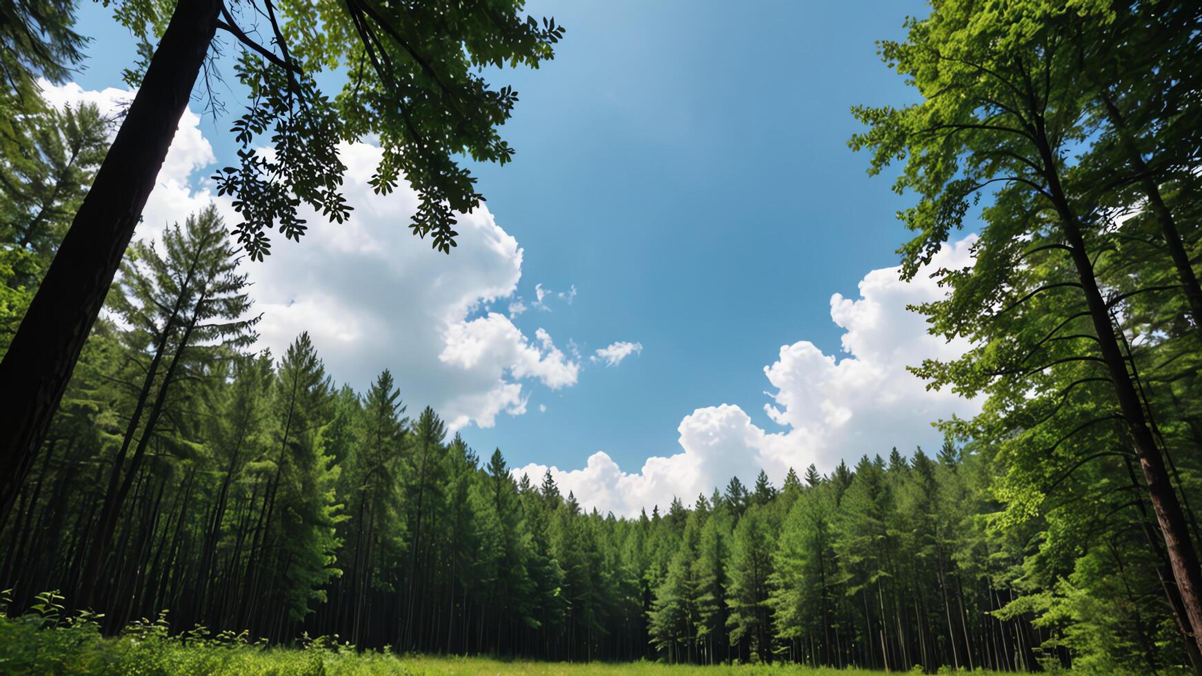 a view of the mountains from a forest photo