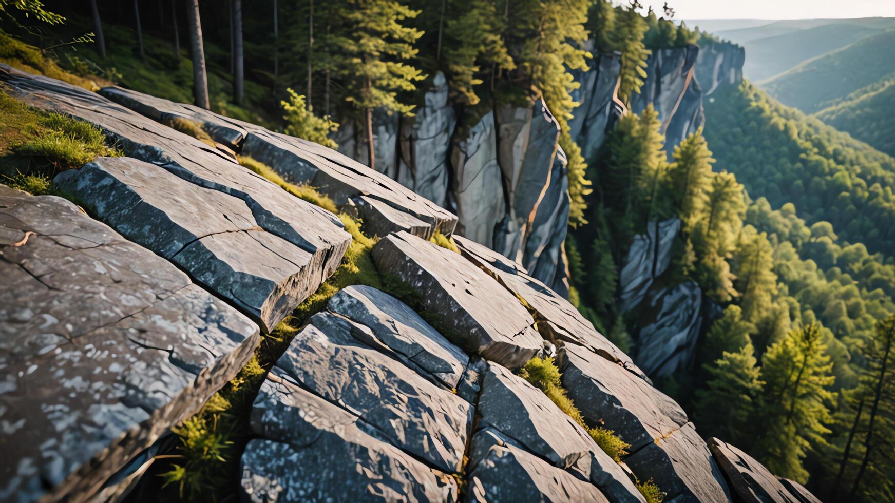 beautiful views of cliffs with trees and extensive forests photo