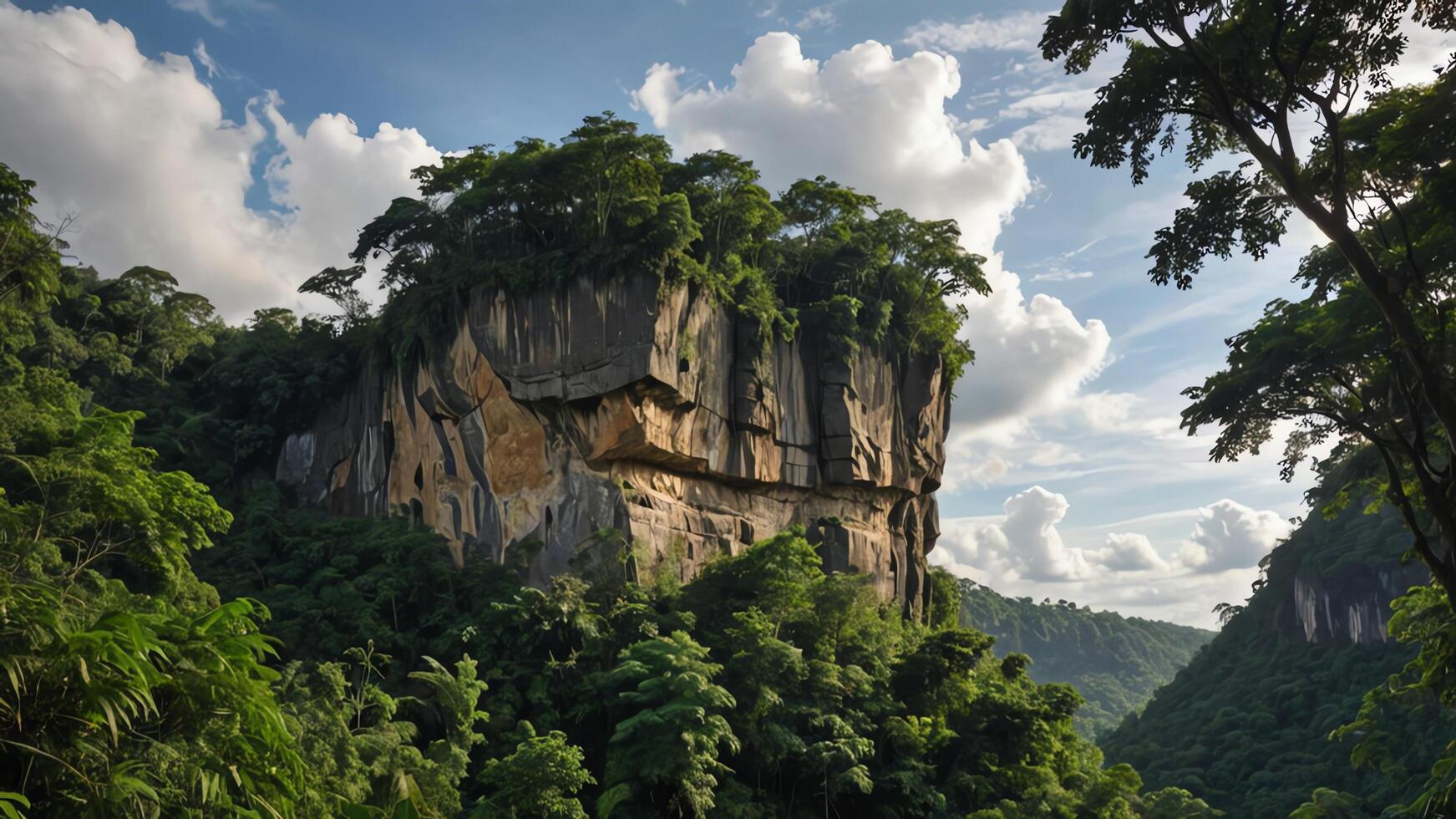 beautiful views of cliffs with trees and extensive forests photo