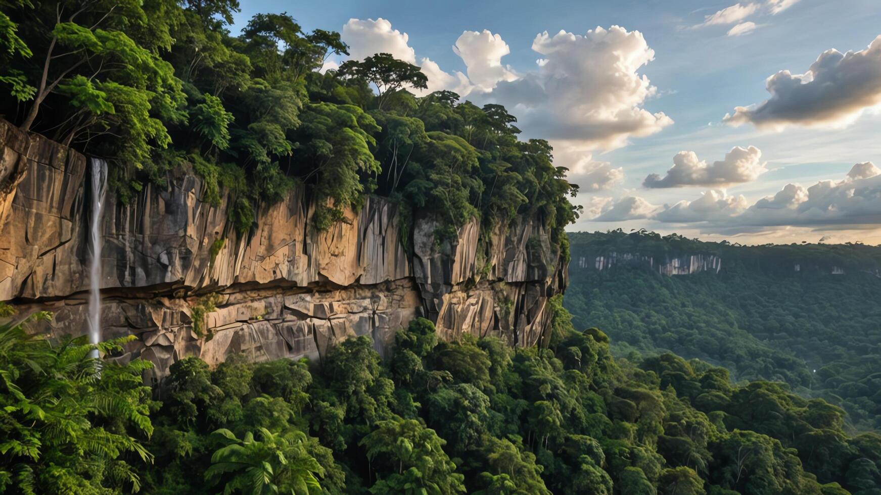 beautiful views of cliffs with trees and extensive forests photo