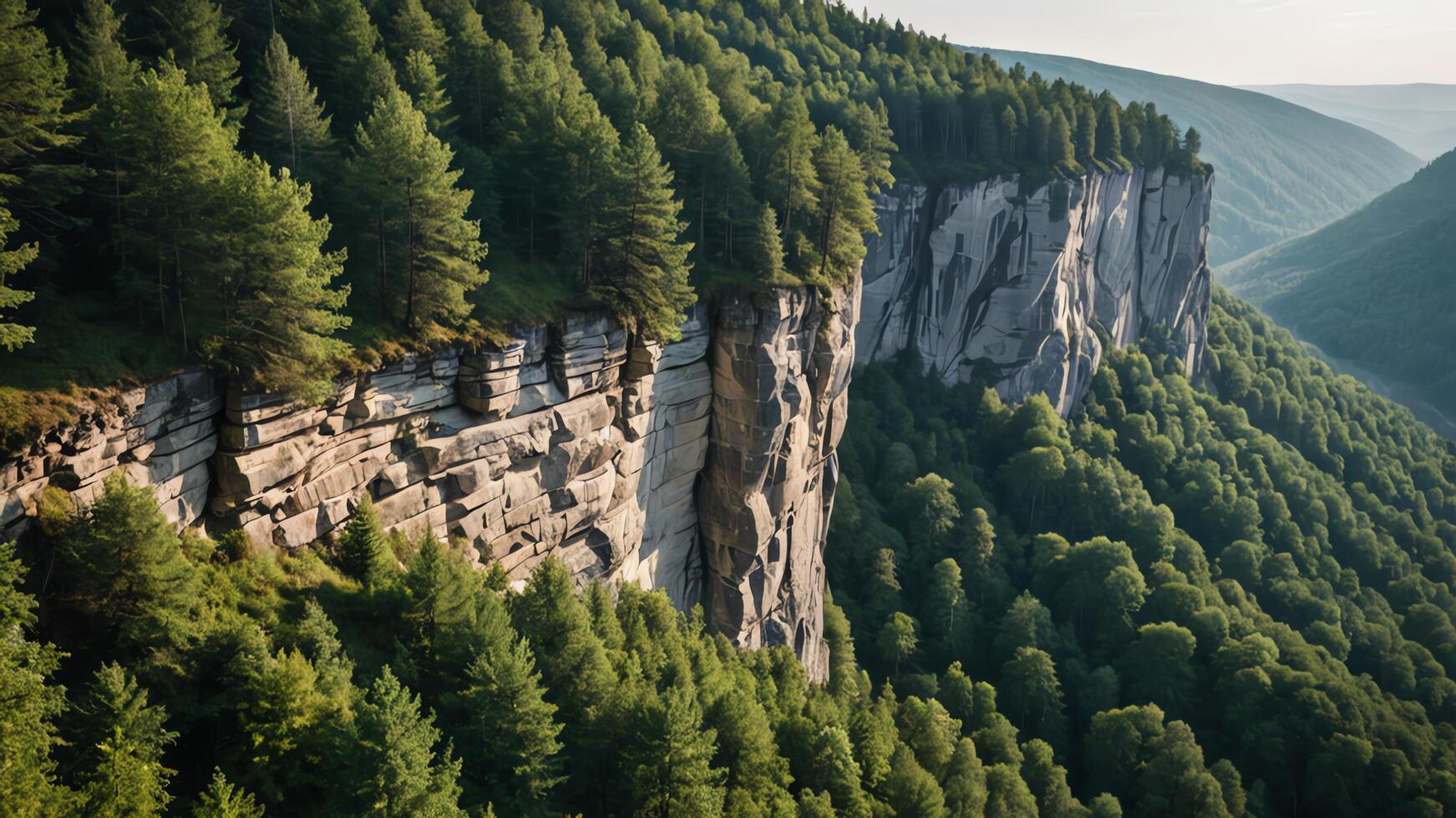 beautiful views of cliffs with trees and extensive forests photo