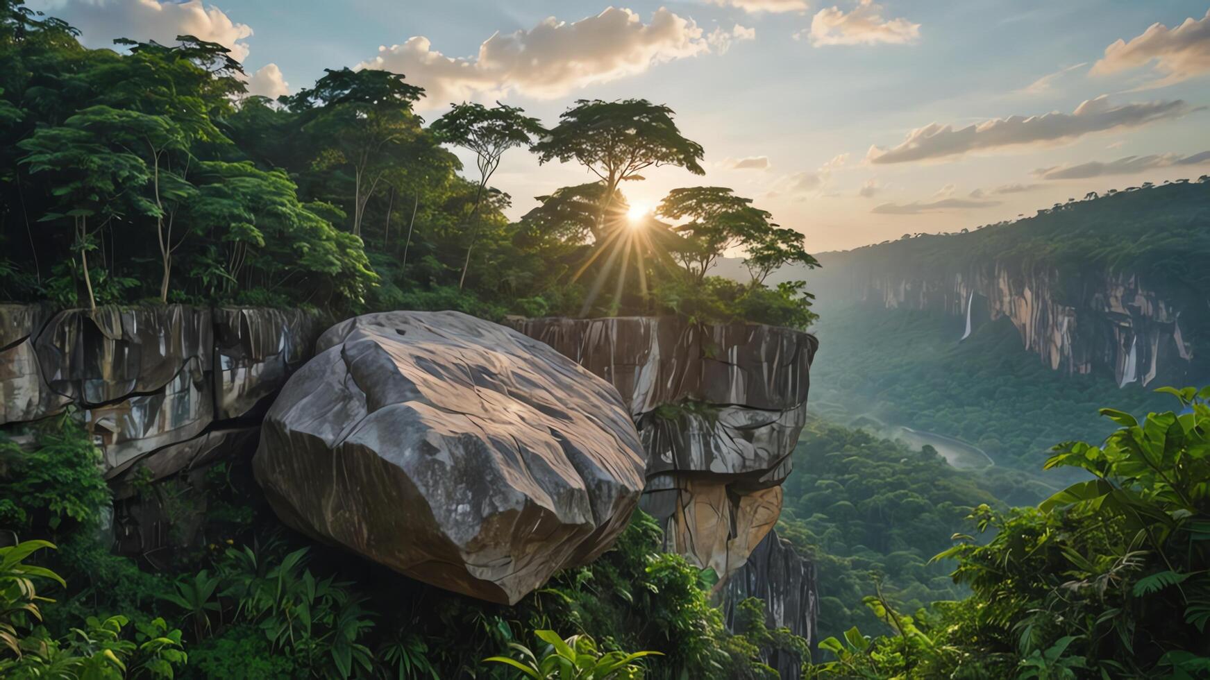 beautiful views of cliffs with trees and extensive forests photo