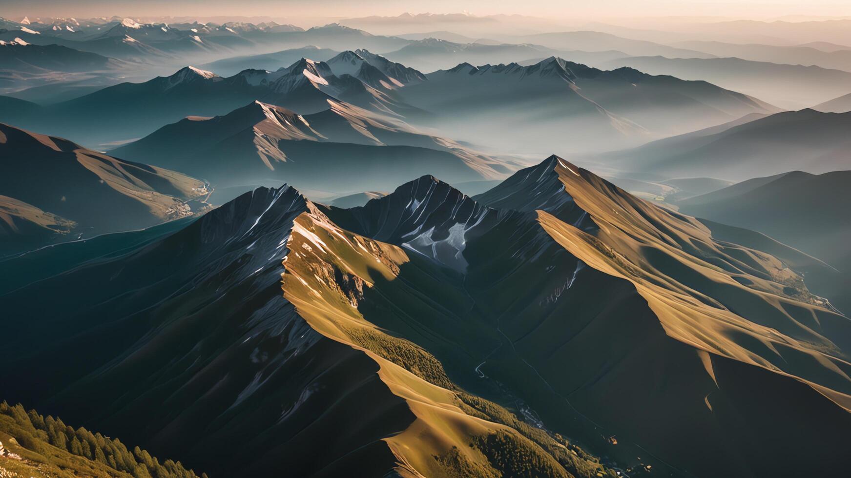 aerial view of mountains in the morning photo