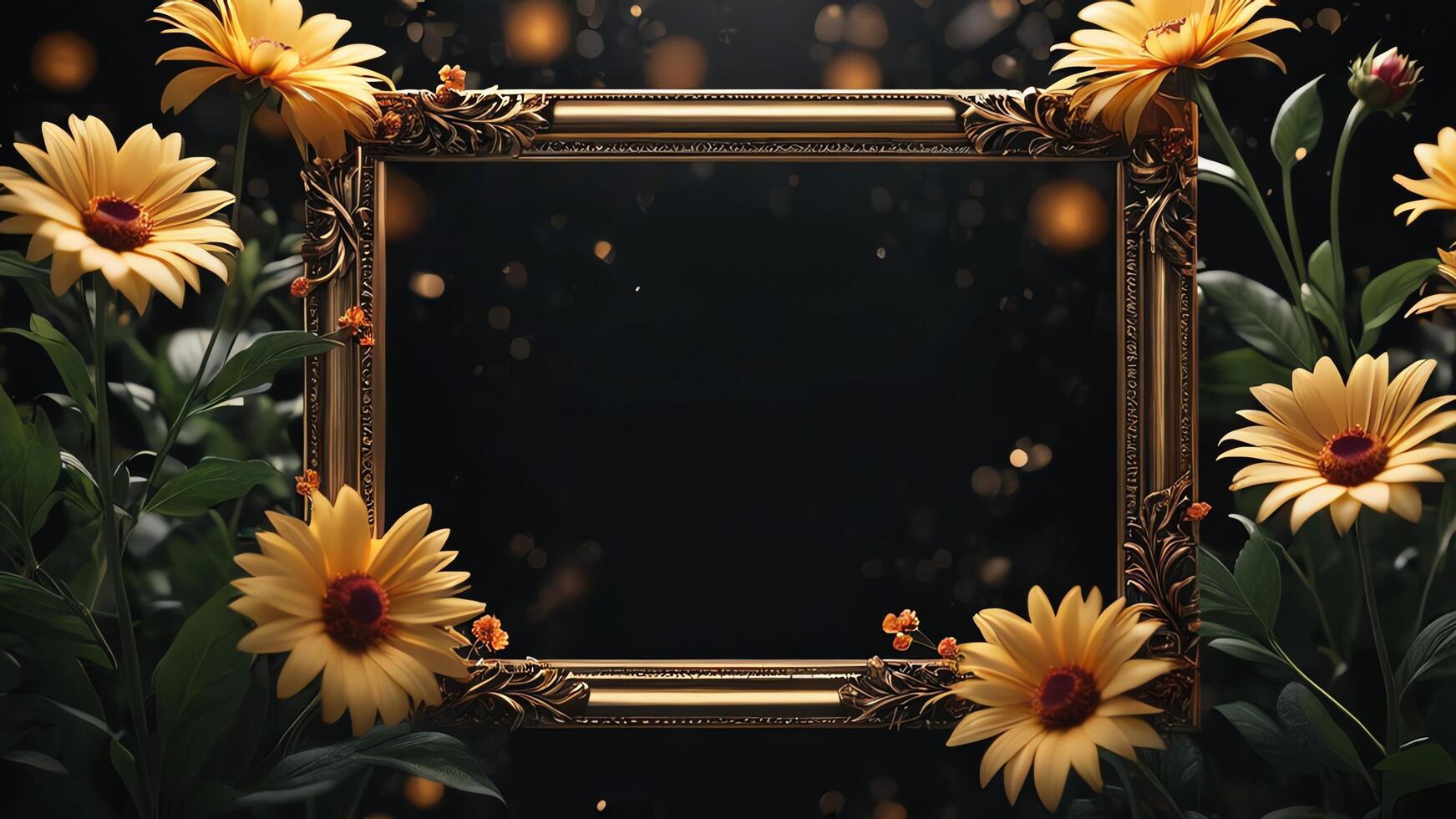 flowers in a frame on a black background photo
