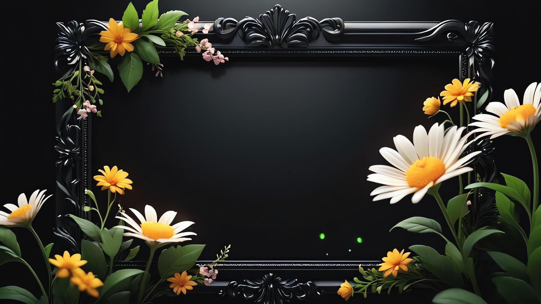 flowers in a frame on a black background photo