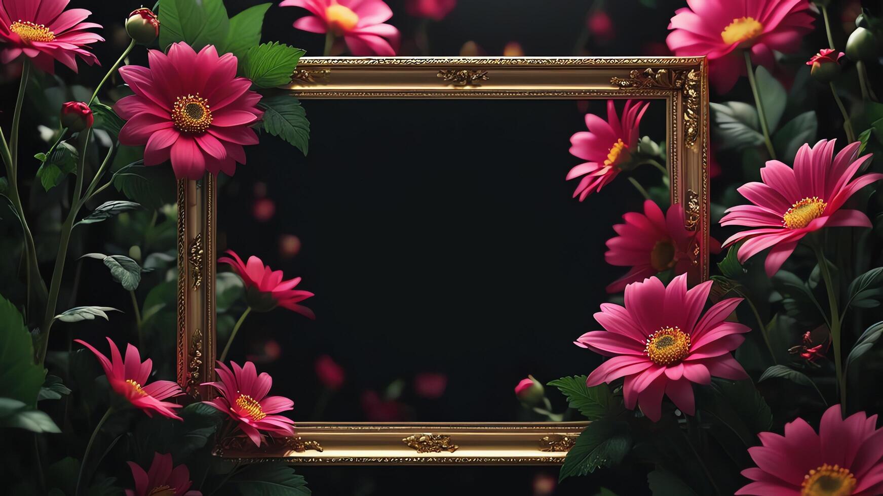 flowers in a frame on a black background photo