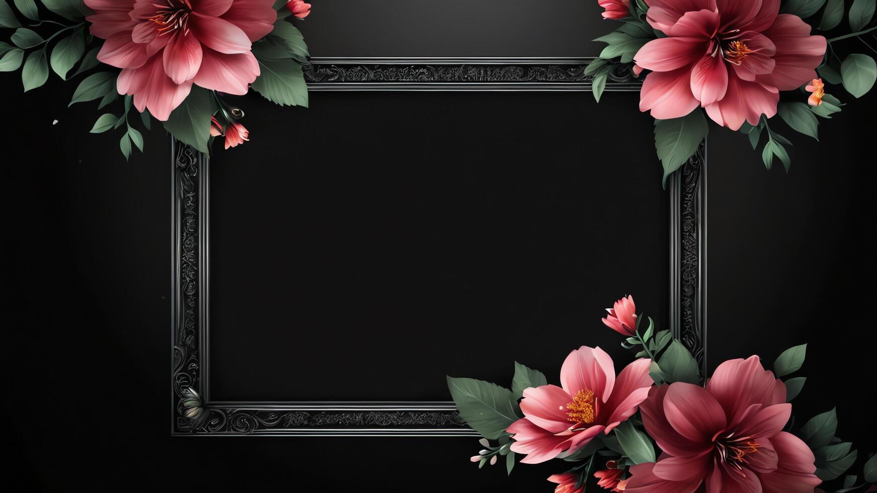 flowers in a frame on a black background photo