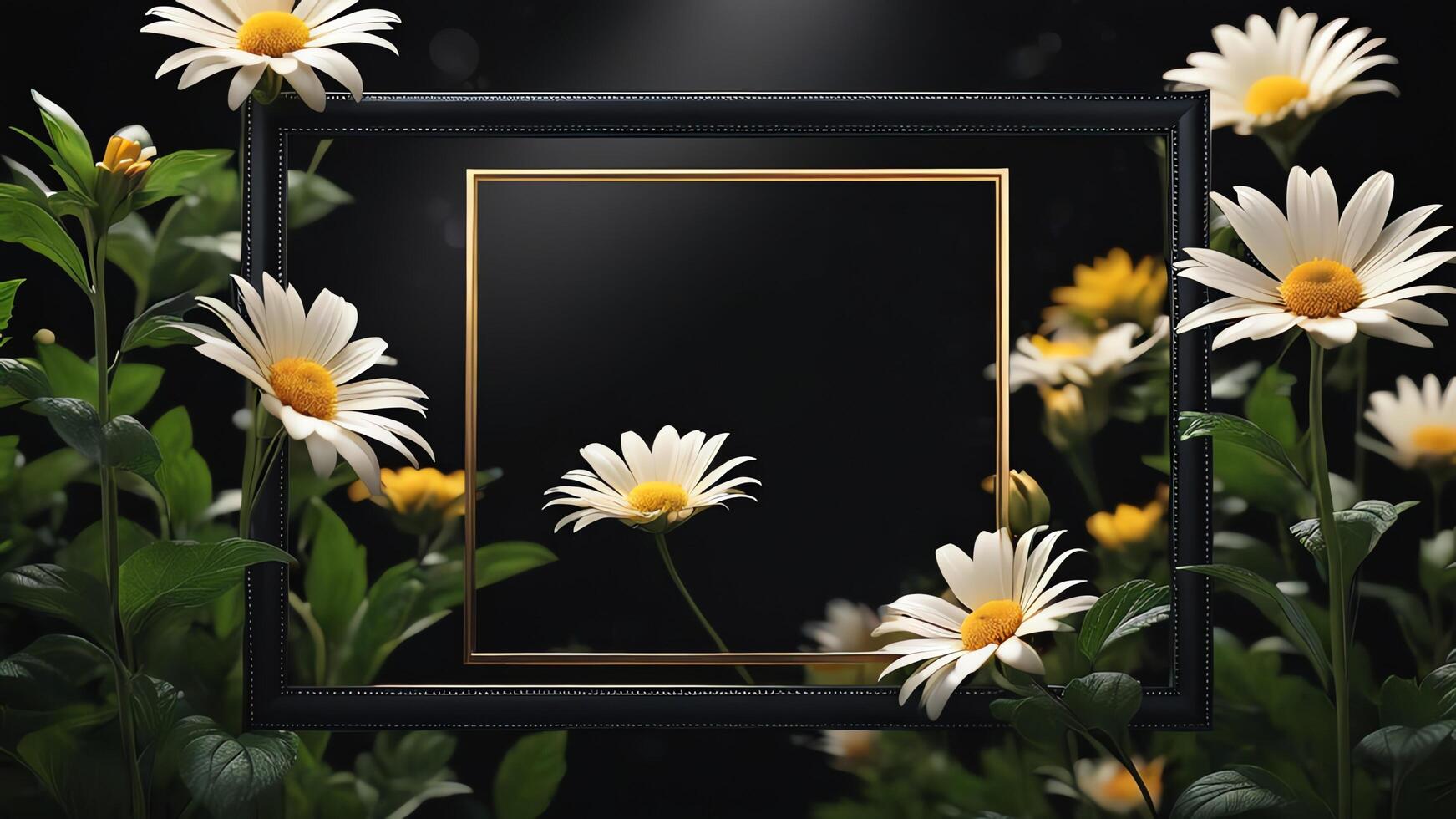 flowers in a frame on a black background photo