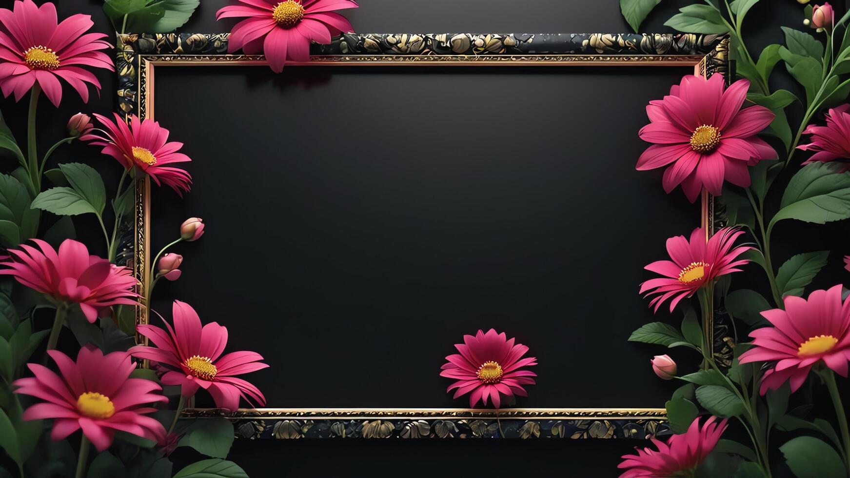 flowers in a frame on a black background photo