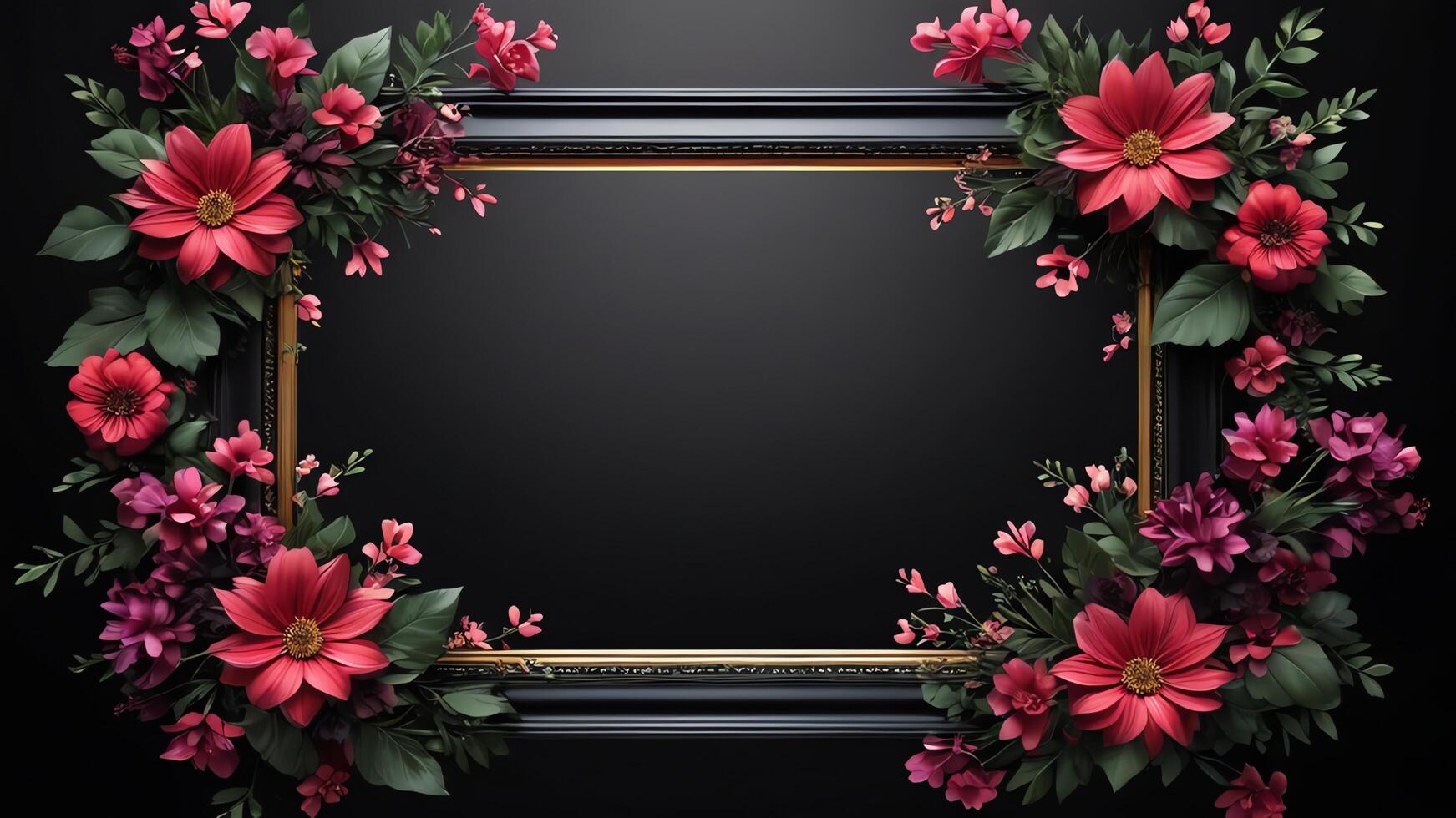 flowers in a frame on a black background photo