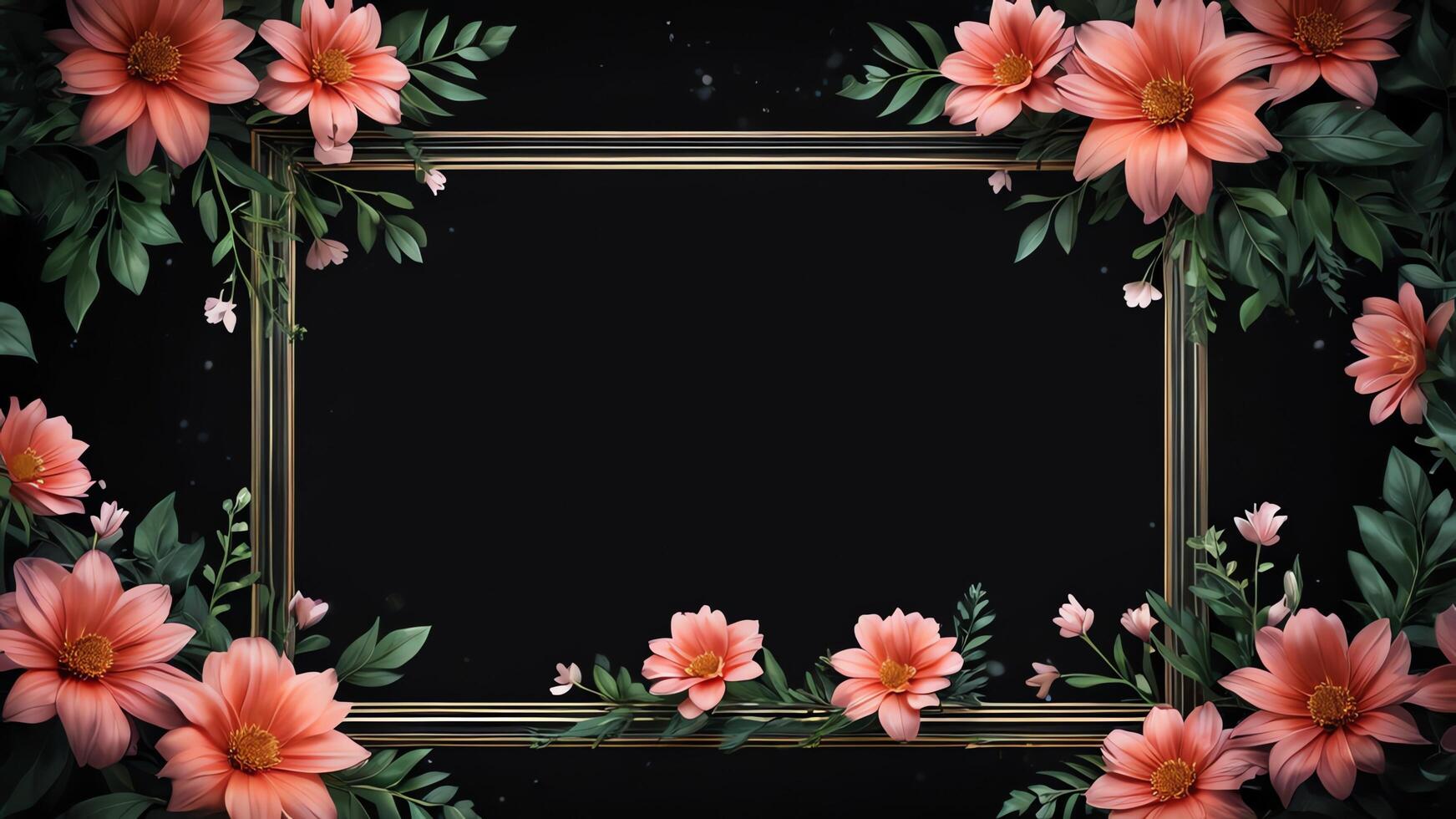 flowers in a frame on a black background photo