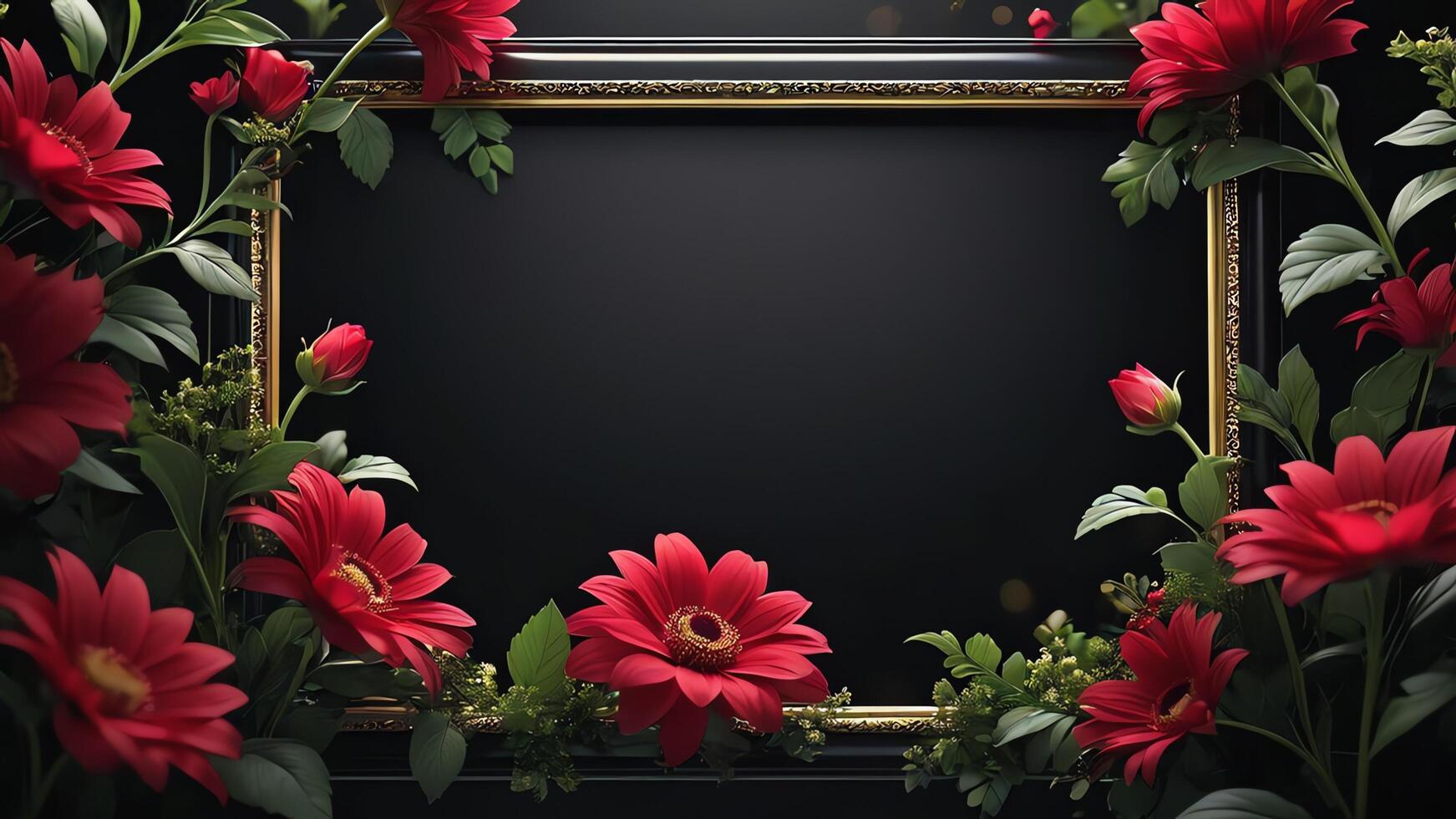 flowers in a frame on a black background photo