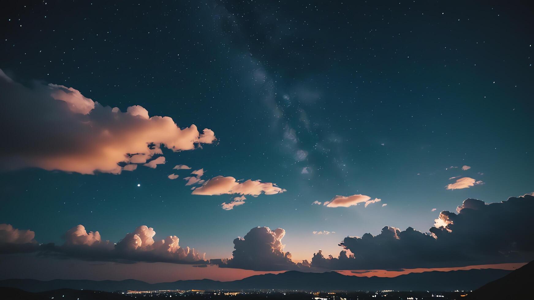 landscape Night sky over the city at night photo