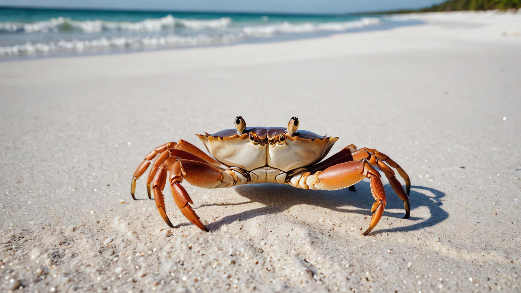 a crab walking on the beach near the ocean photo