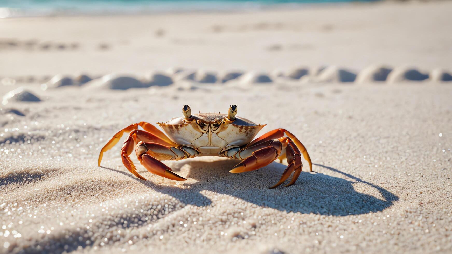 a crab walking on the beach near the ocean photo