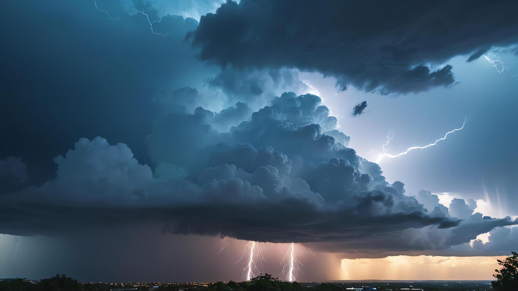 a large storm rain cloud is seen over a city photo
