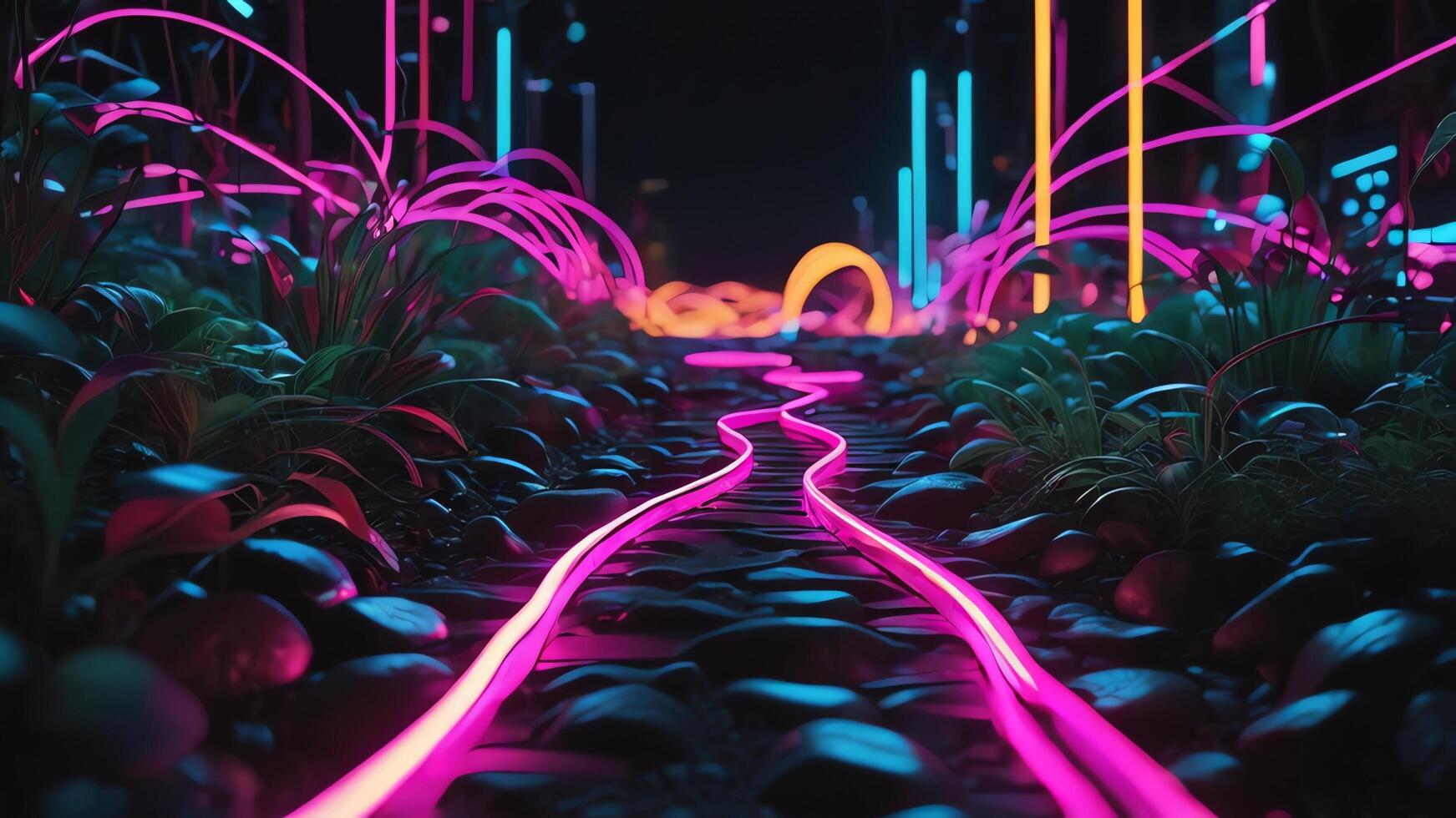 light path, neon light movement, neon light movement abstract photo
