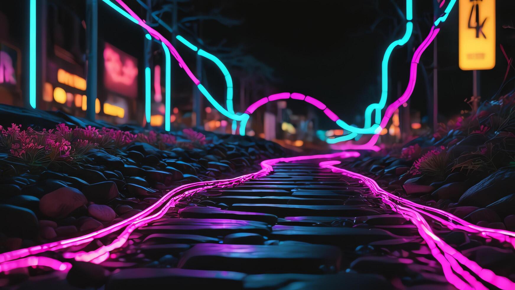 light path, neon light movement, neon light movement abstract photo