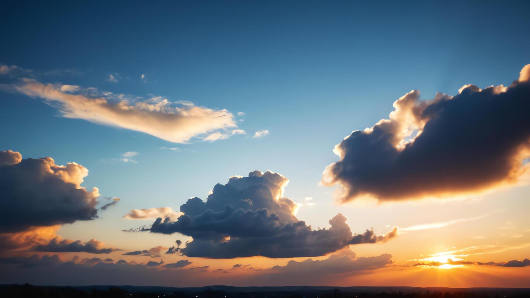 view of the sky with the orange light of the sun photo