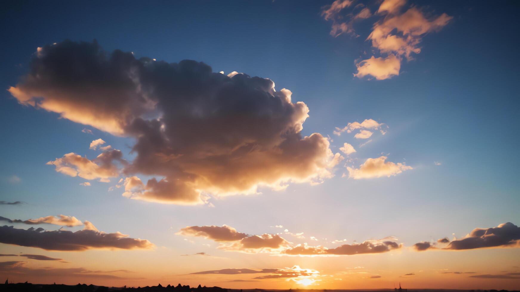 view of the sky with the orange light of the sun photo