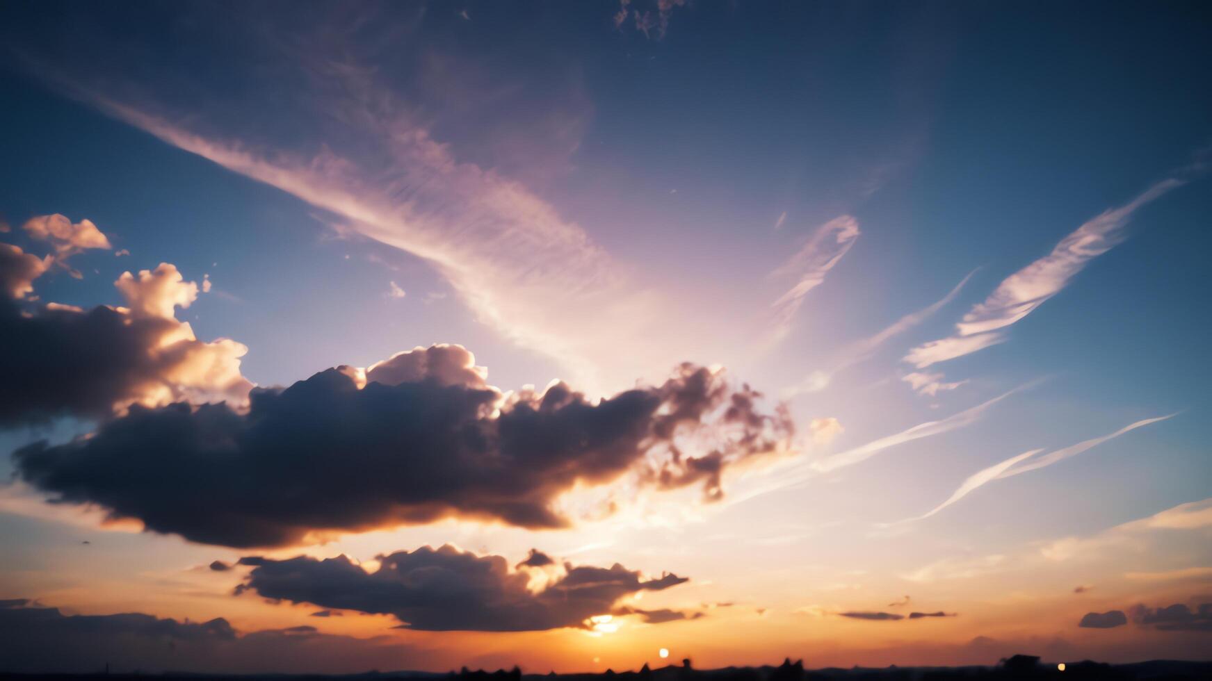 view of the sky with the orange light of the sun photo
