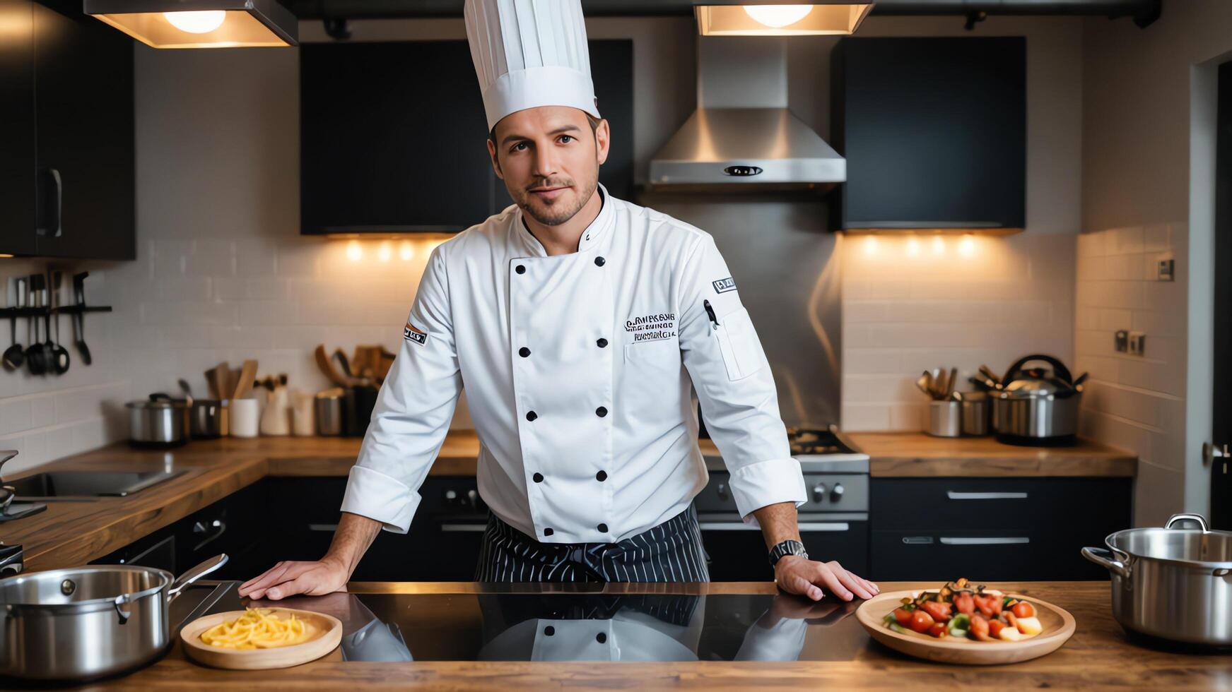 activities restaurant of a chef, cook, chefs work, making food photo