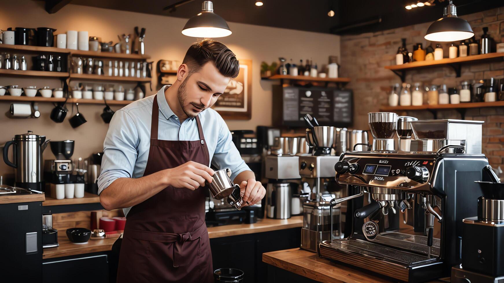 activities of baristas, cafe workers, coffee shops, coffee makers. photo