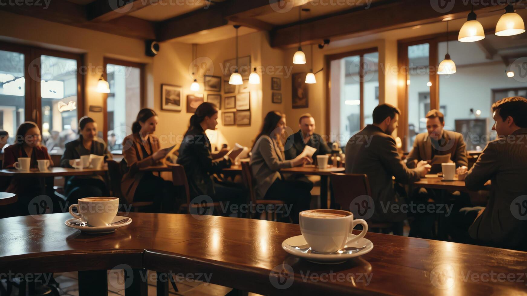 people sitting at a table in a coffee shop photo