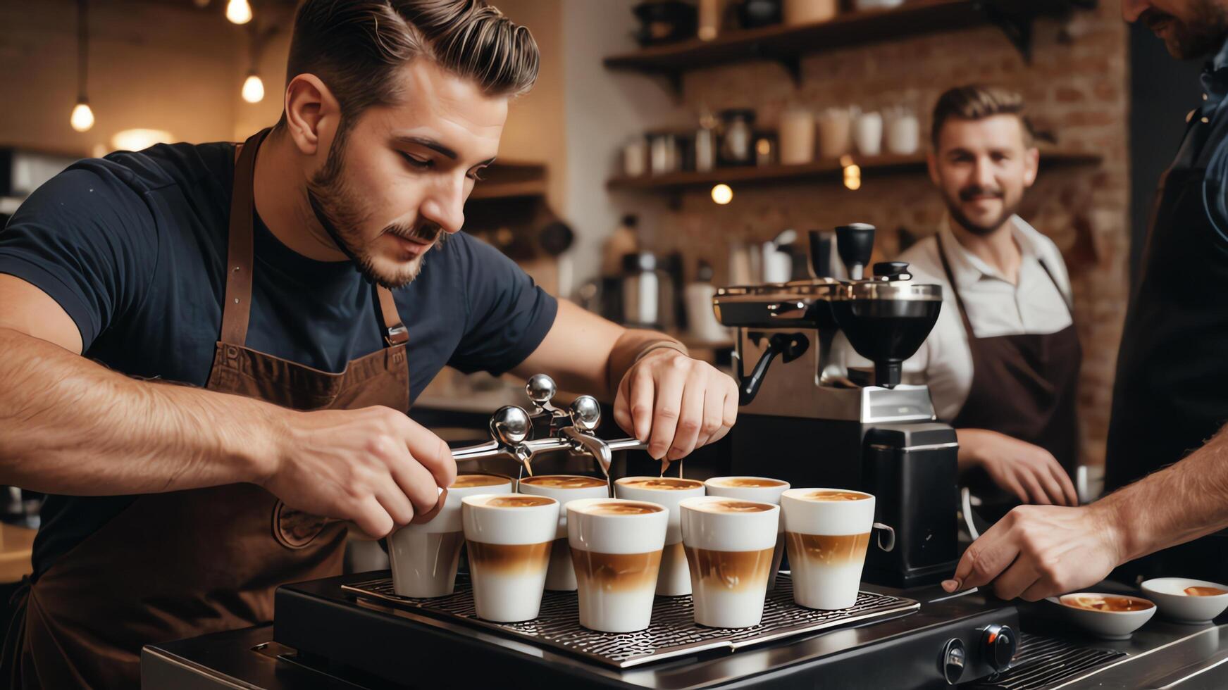 activities of baristas, cafe workers, coffee shops, coffee makers photo