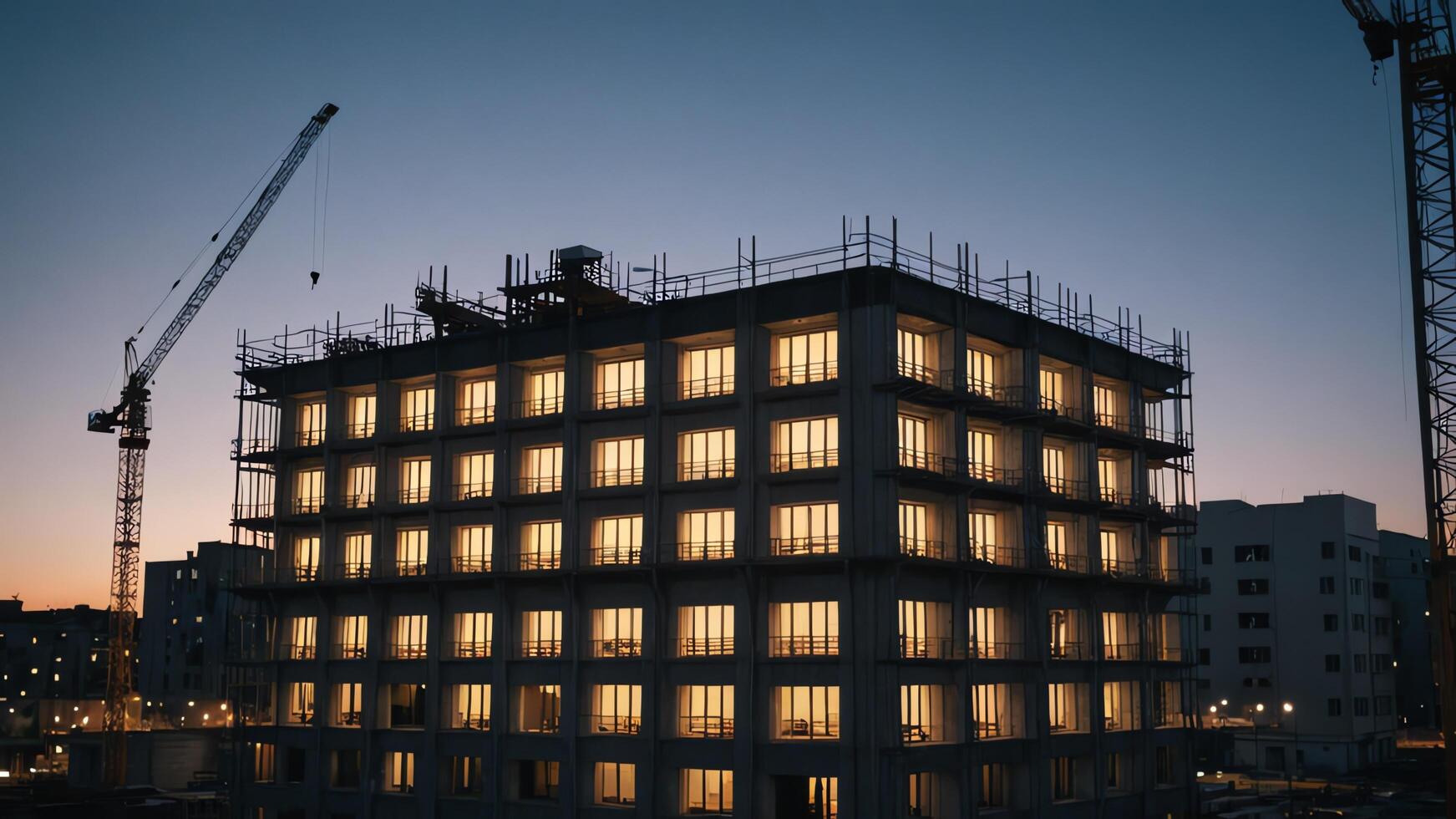 a large building under construction with a crane photo