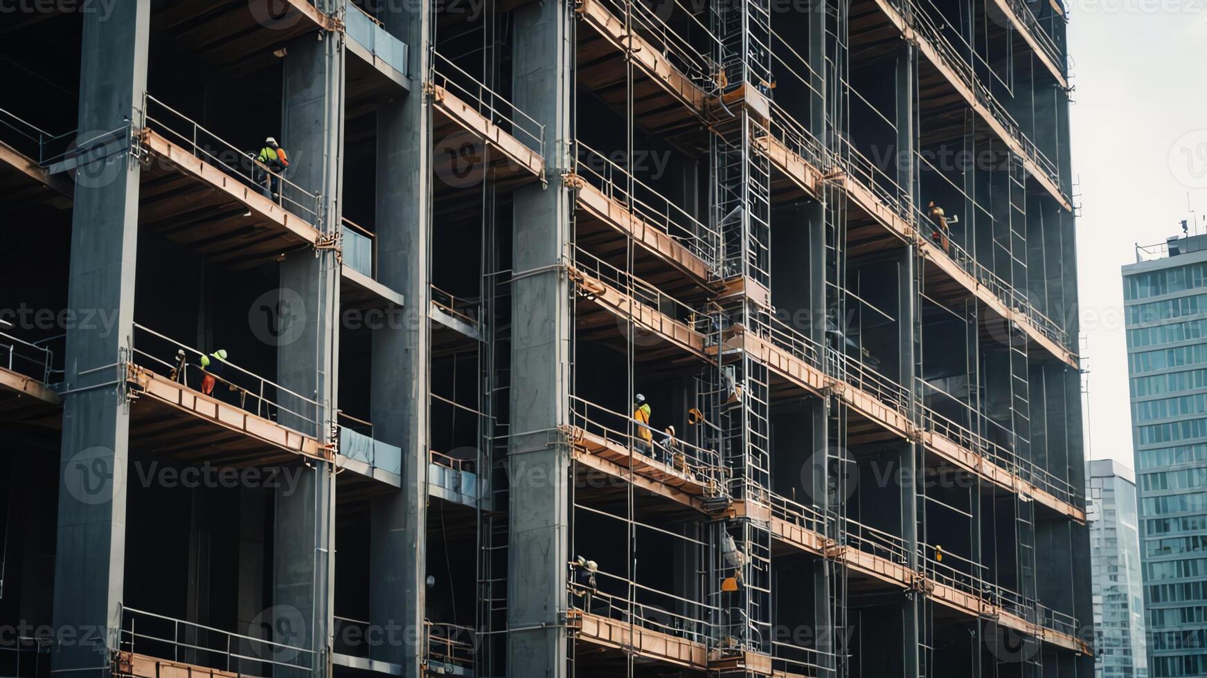 a large building under construction with a crane photo