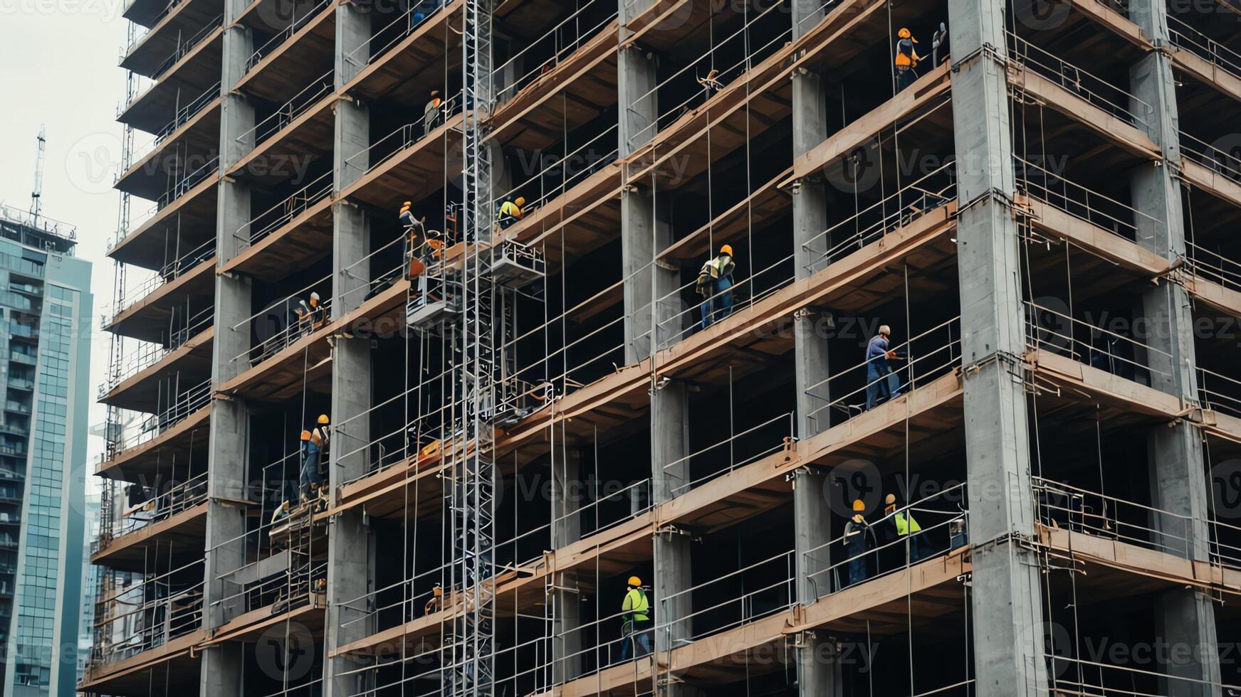 a large building under construction with a crane photo
