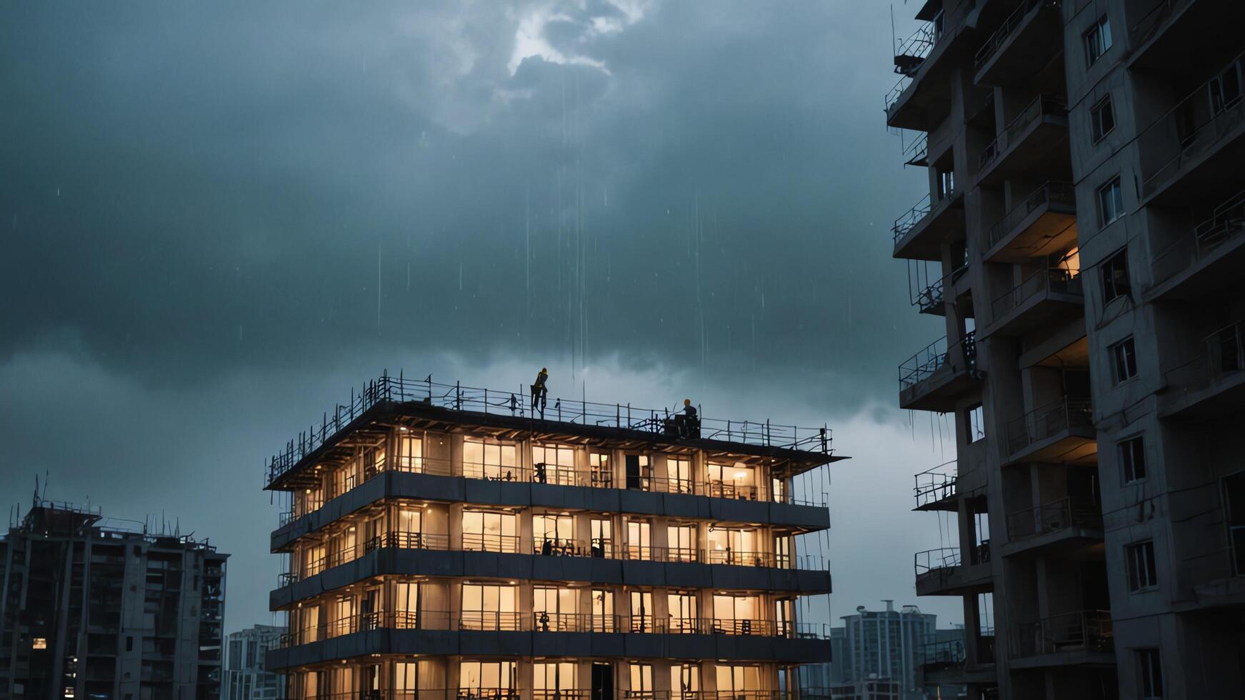 view of building under active construction work photo