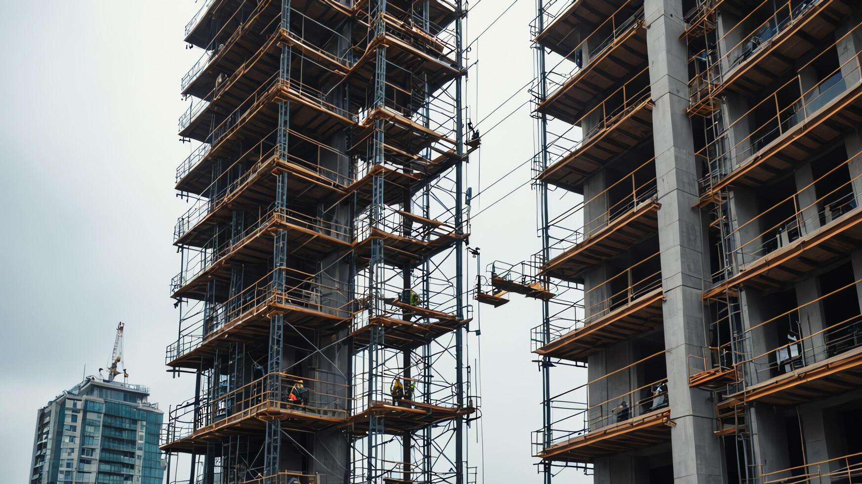 view of building under active construction work photo