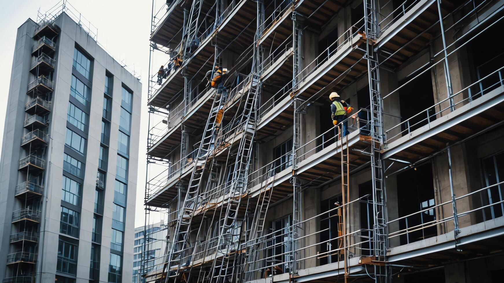 view of building under active construction work photo