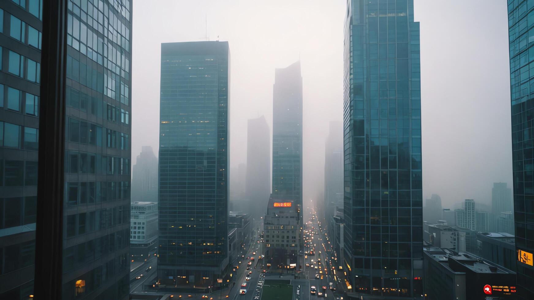 a view of the city skyline from a window photo