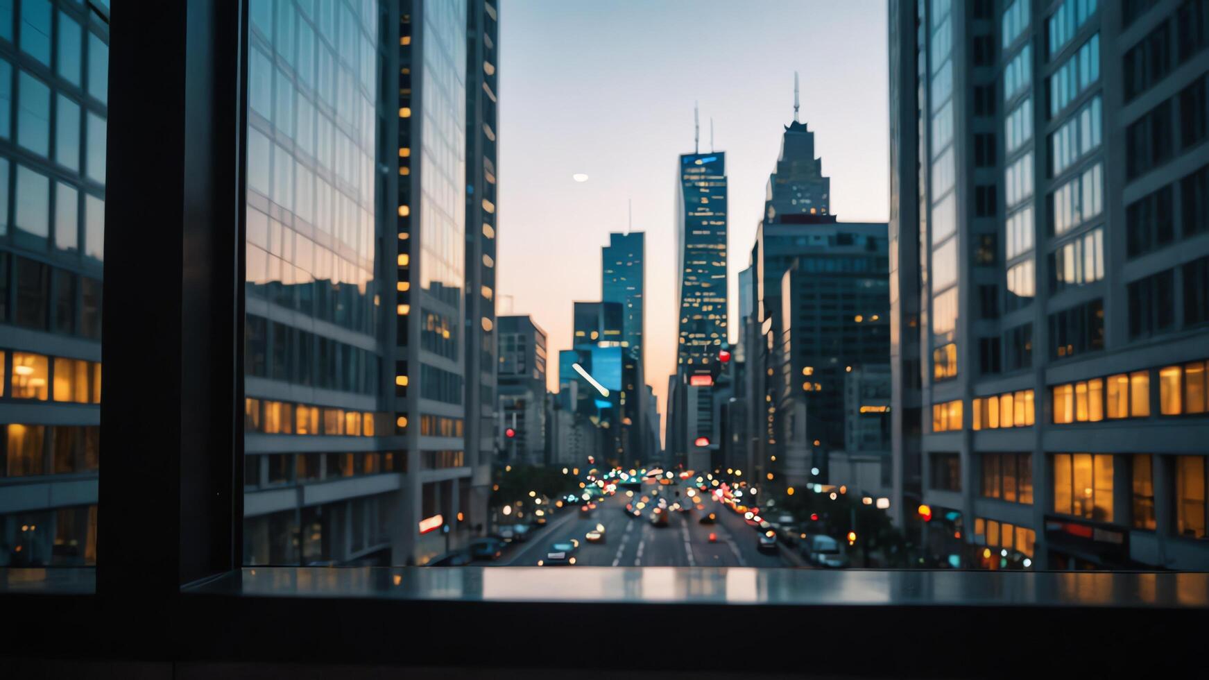 a view of the city skyline from a window photo