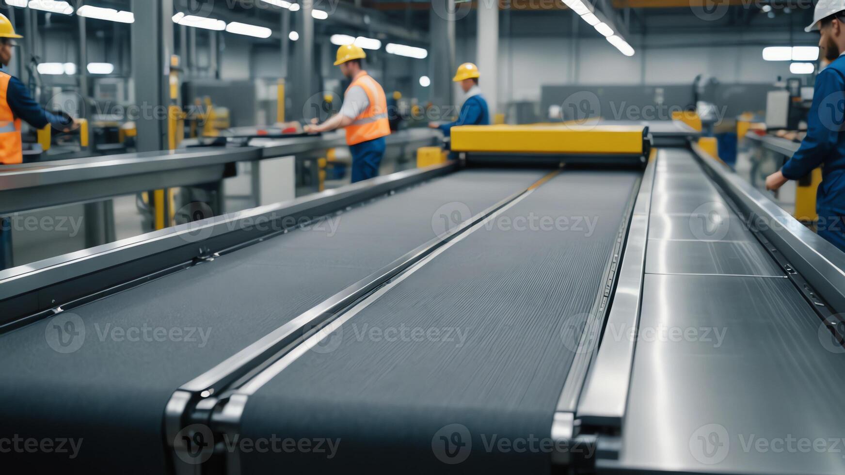 workers at an assembly line in a factory photo