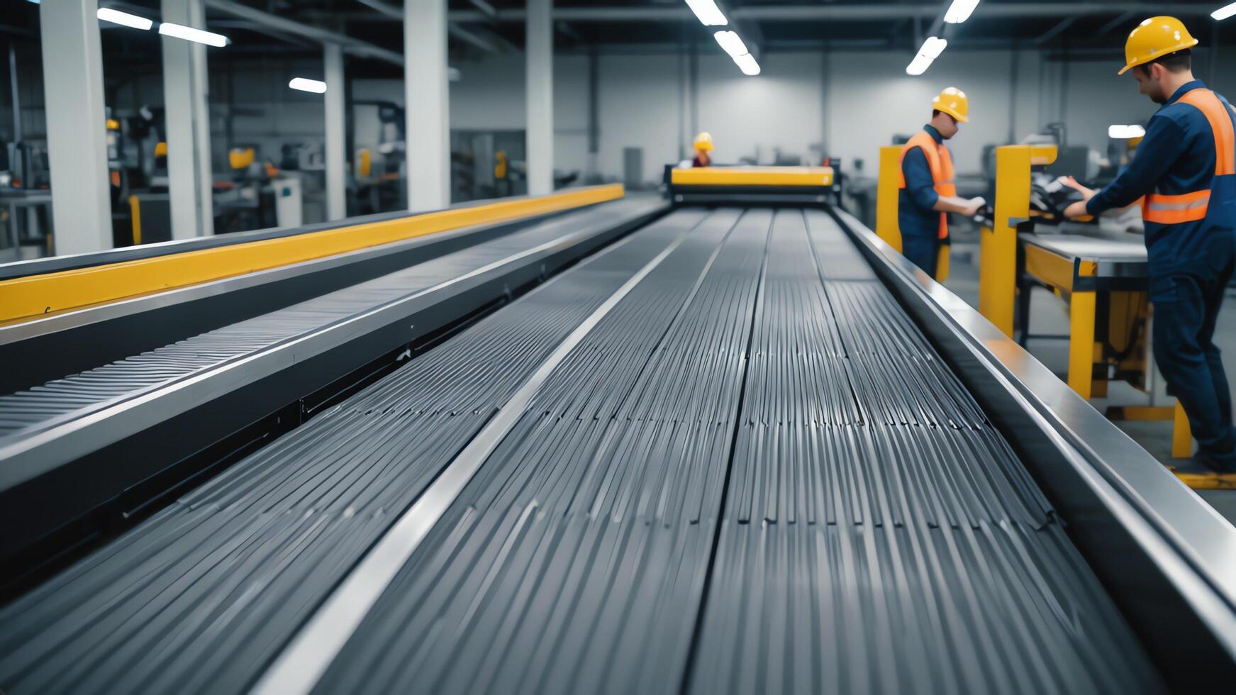 workers at an assembly line in a factory photo