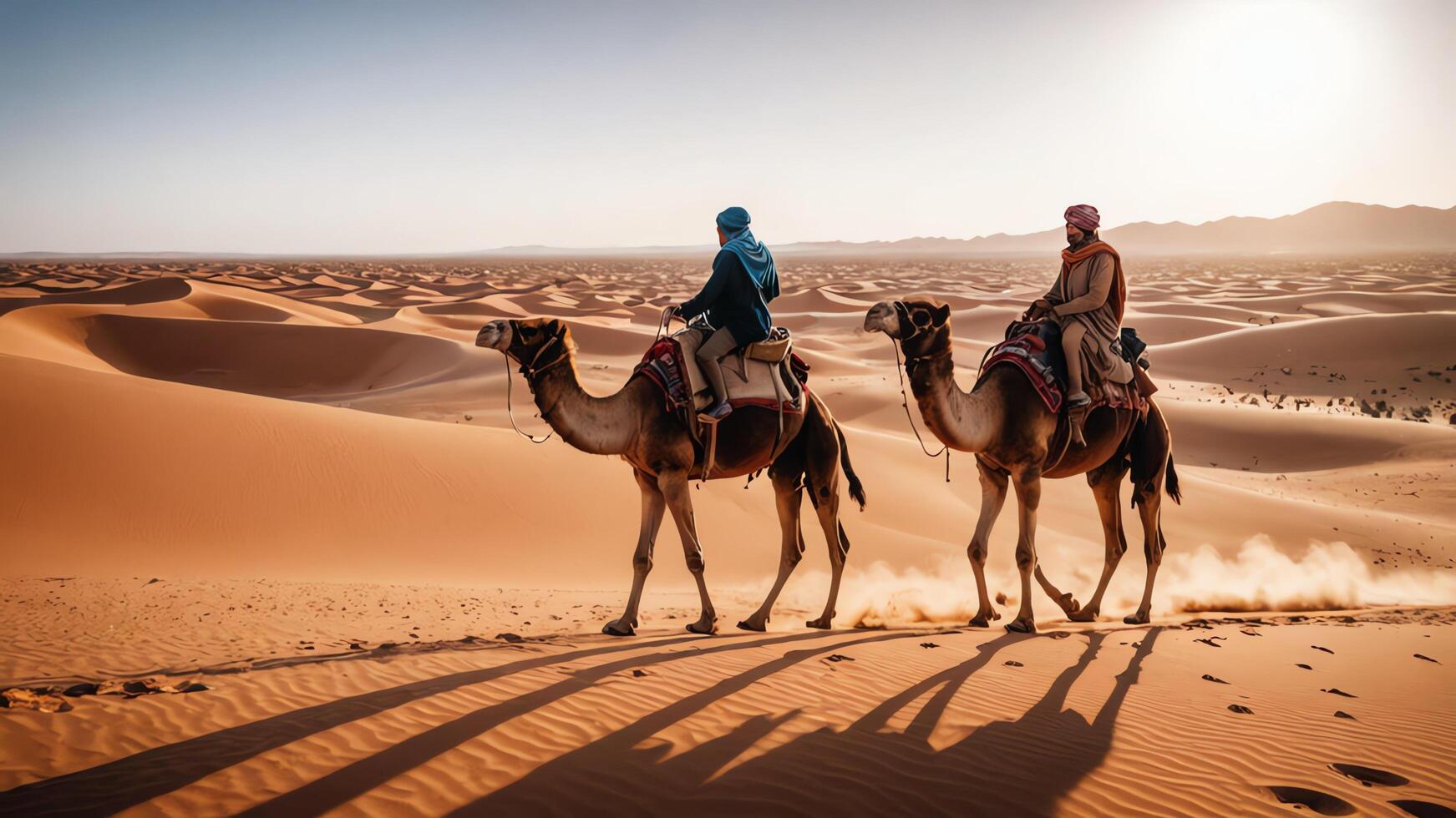 riding a camel in the desert photo