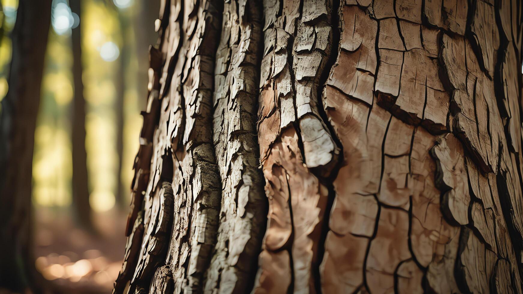 a close up of a tree trunk with sun shining through photo