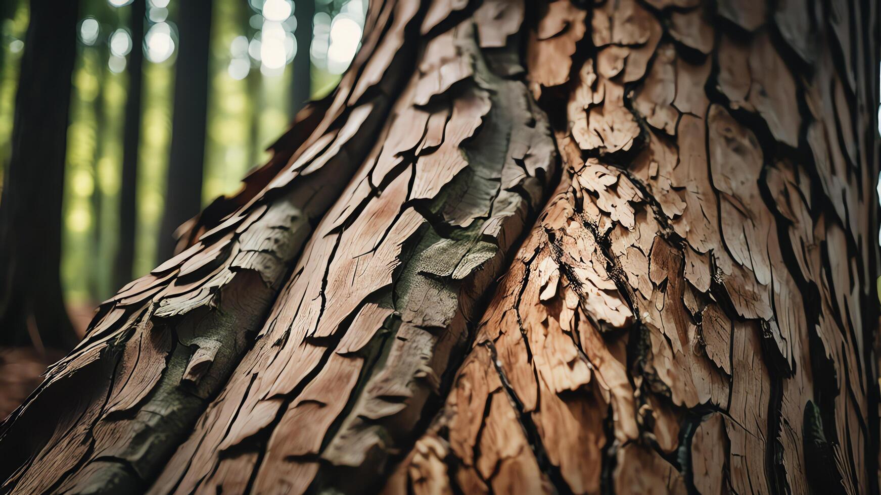 a close up of a tree trunk with sun shining through photo
