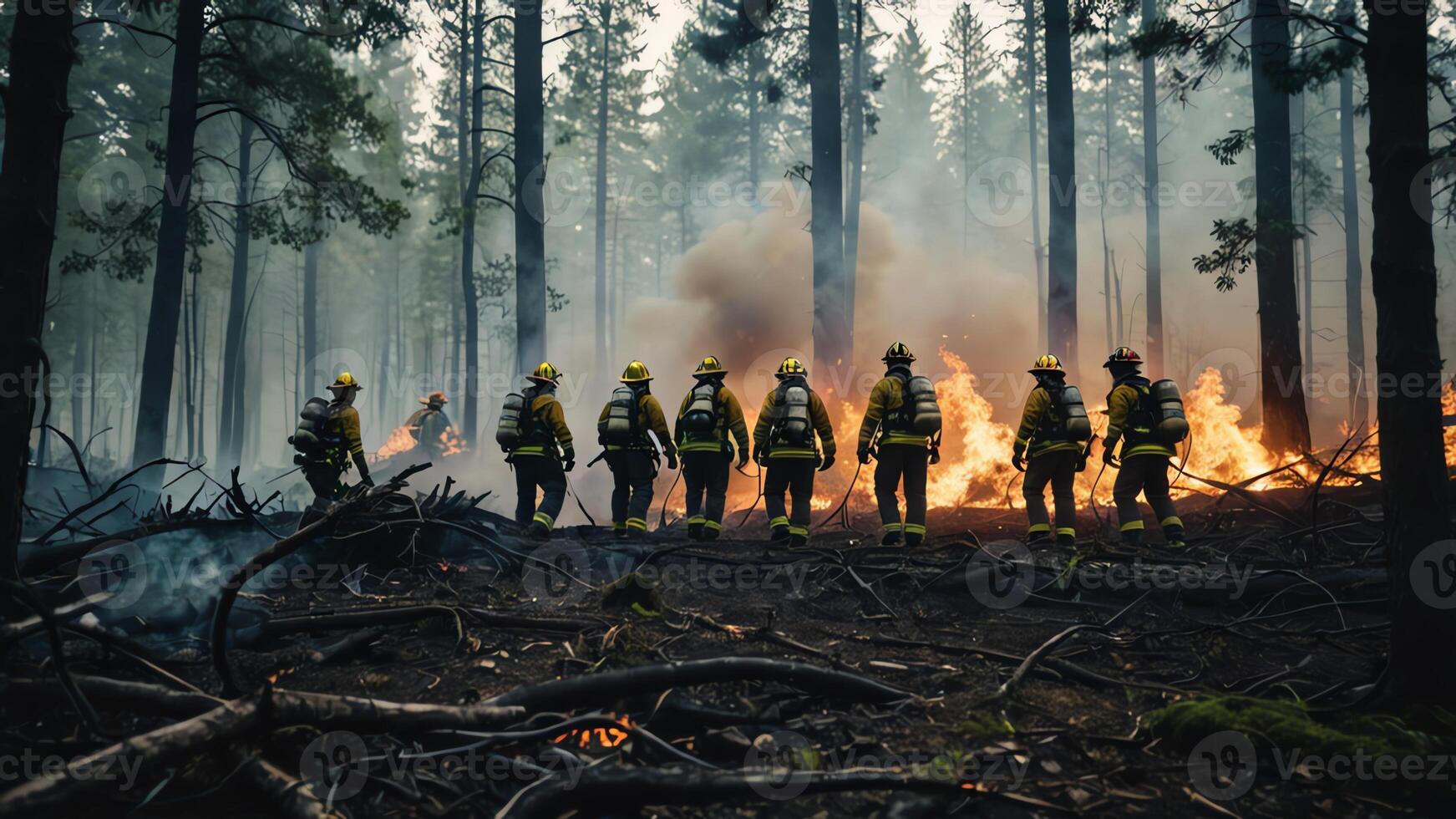 firefighting activities, the atmosphere of firefighters putting out fires photo