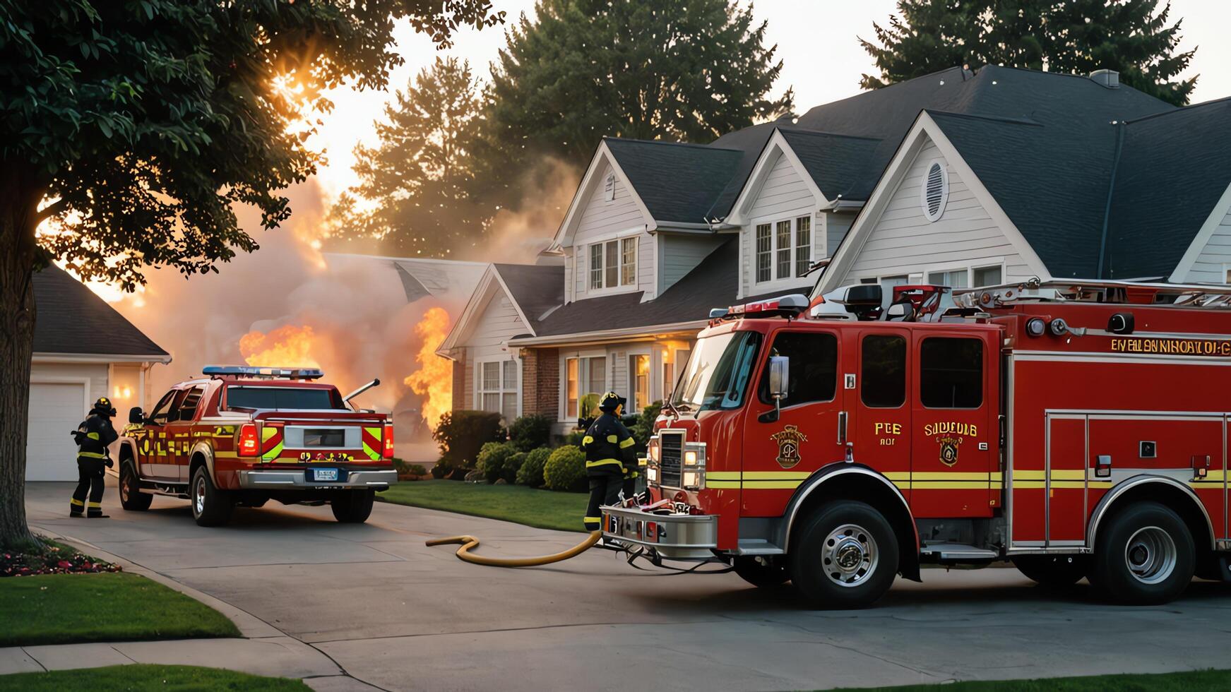firefighting activities, the atmosphere of firefighters putting out fires photo