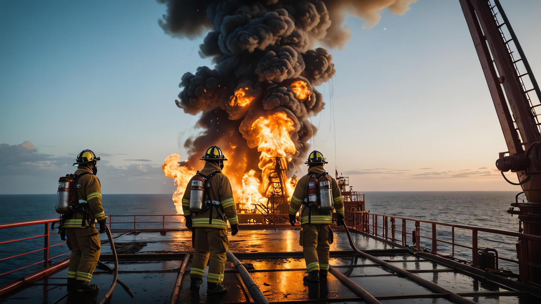 firefighting activities, the atmosphere of firefighters putting out fires photo