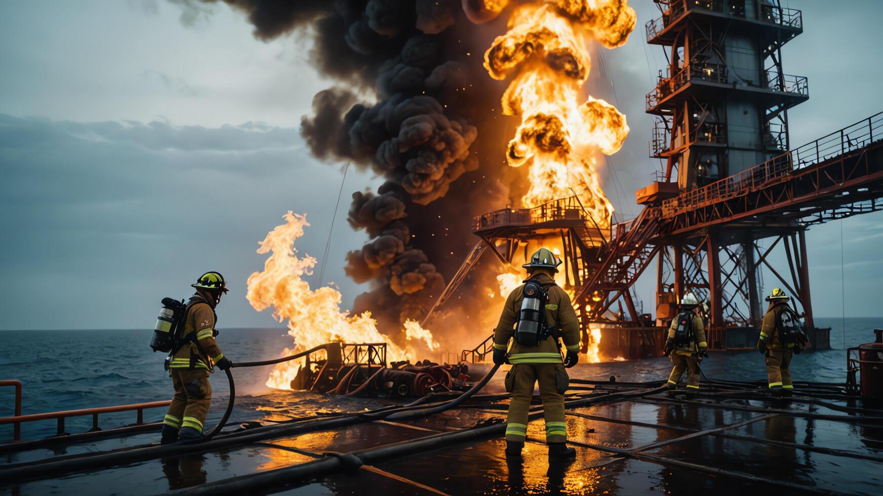 firefighting activities, the atmosphere of firefighters putting out fires photo