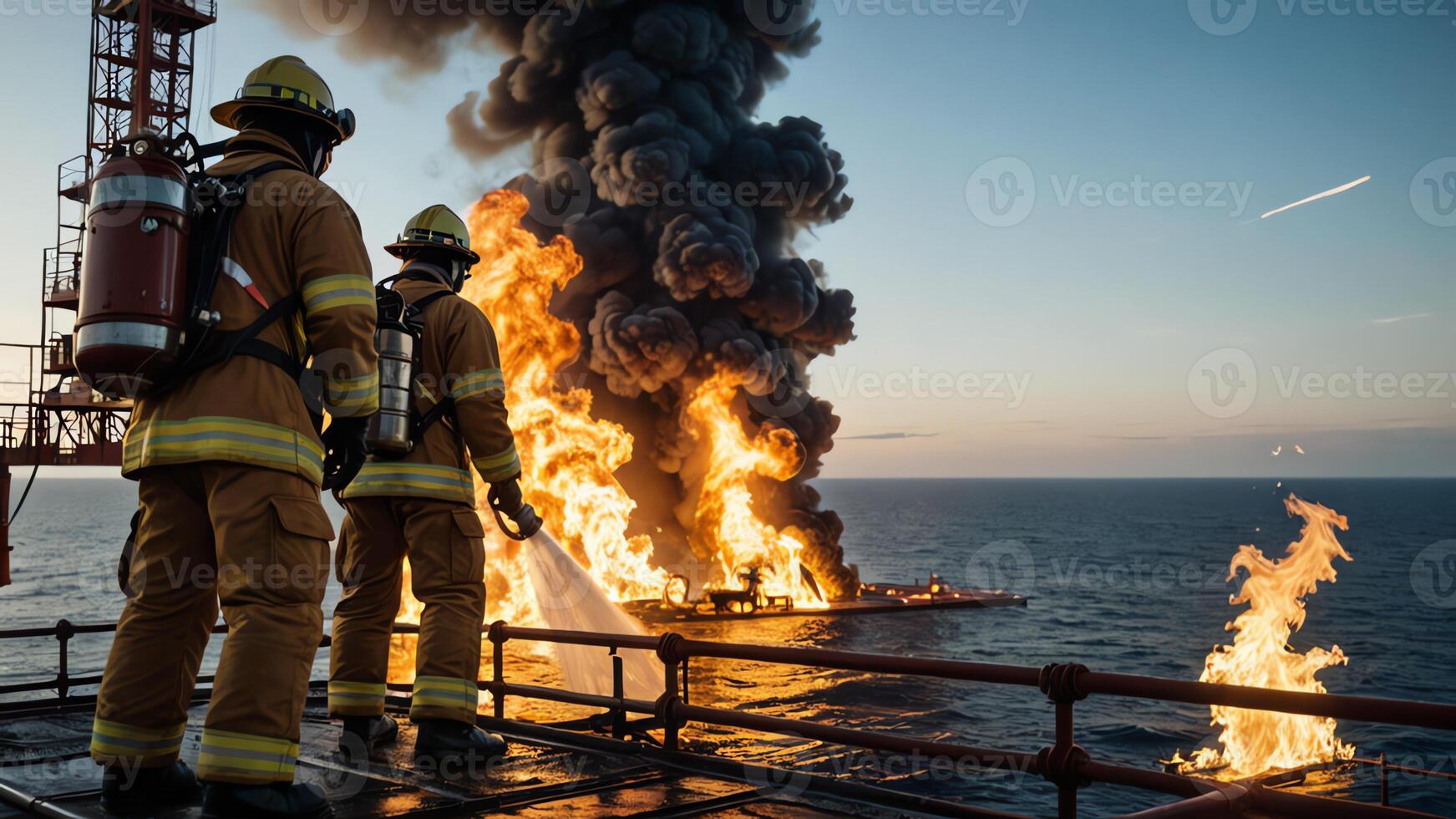 firefighting activities, the atmosphere of firefighters putting out fires photo